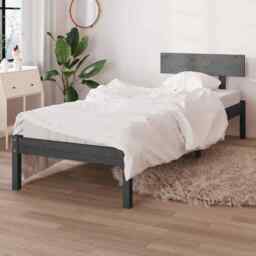Bed Frame Grey Solid Wood Pine 90x190 Cm Single Vidaxl