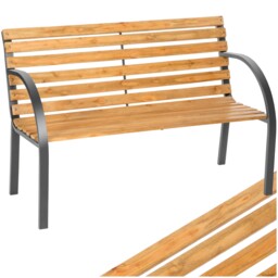 Bench Garden Seat Weatherproof Robust Wood Steel 119x62x83 Cm Outdoor