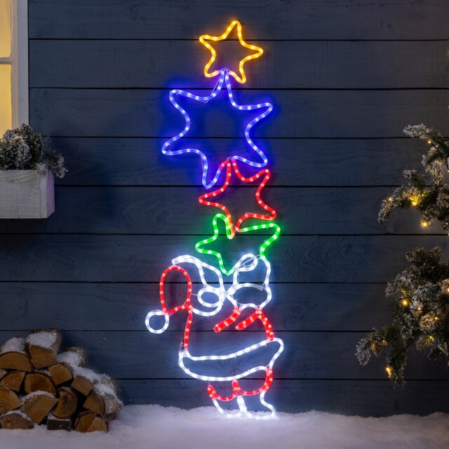 Santa Rope Light Outdoor Christmas Decoration Led Xmas Wall Silhouette