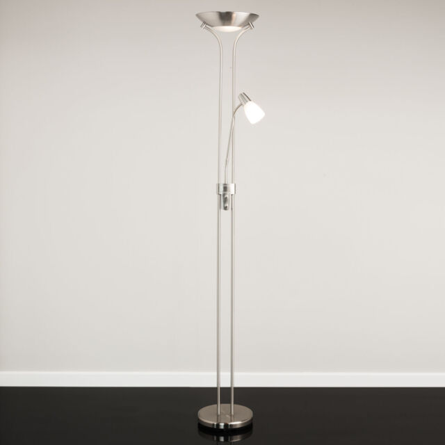 Floor Lamp Mother And Child Satin Silver Uplighter And Adjustable