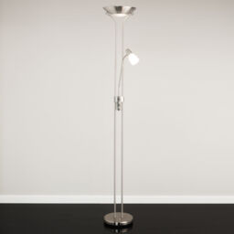 Floor Lamp Mother And Child Satin Silver Uplighter And Adjustable