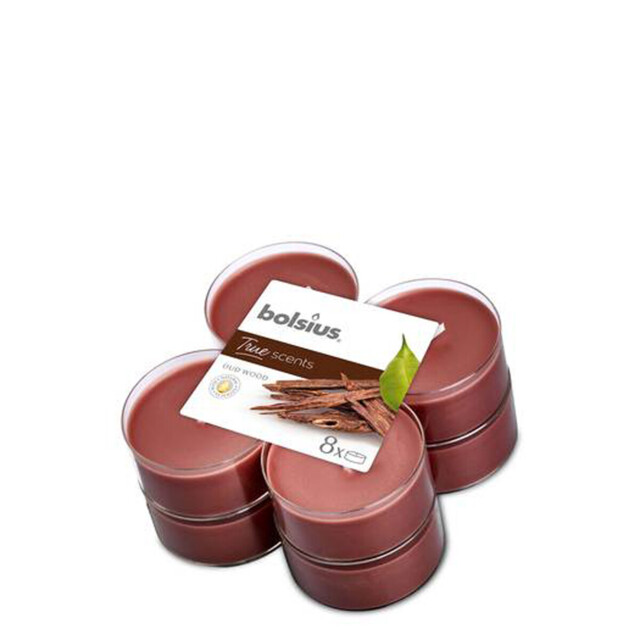 Bolsius Maxi-lights Oud Wood 8 Pieces