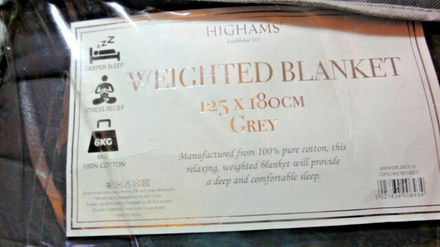 Highams Weighted Blanket 125 X 180cm 6kg - Grey - 100% Cotton -