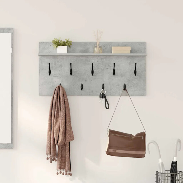 Wall-mounted Coat Rack With Shelf Concrete Grey 80 X 40 X 12 Cm Vidaxl