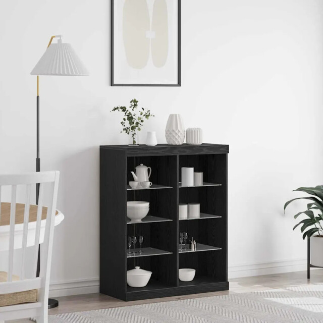 Sideboard Black Oak 41 X 37 X 100 Cm Engineered Wood Vidaxl