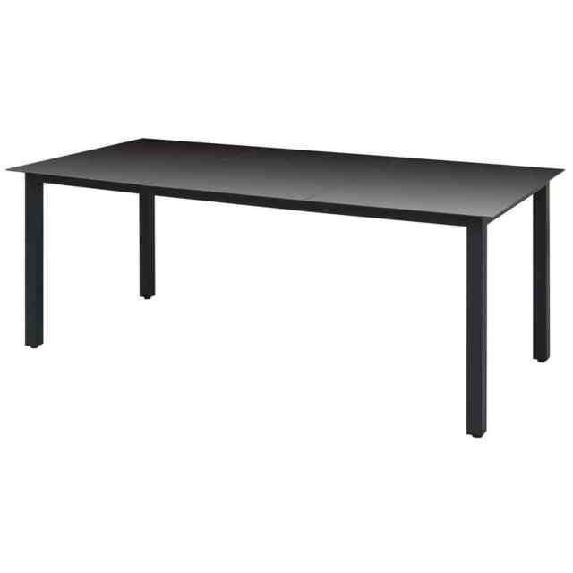 Garden Table Black 190x90x74 Cm Aluminium And Glass Vidaxl