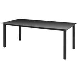 Garden Table Black 190x90x74 Cm Aluminium And Glass Vidaxl