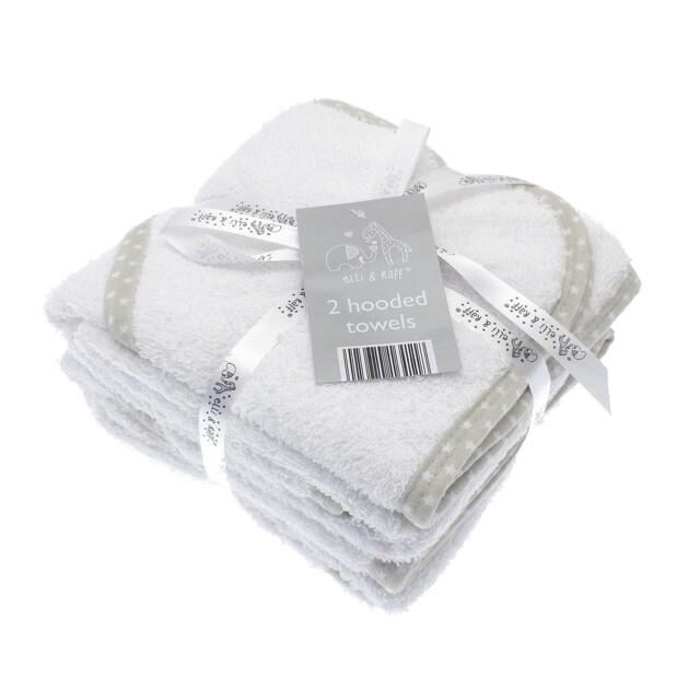 Hooded Towels Baby Bathtime Pack Of 2 White Colour Star Trim 100%