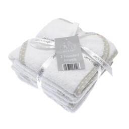 Hooded Towels Baby Bathtime Pack Of 2 White Colour Star Trim 100%