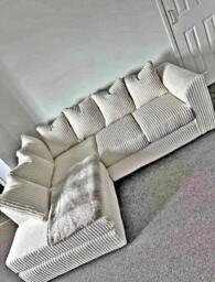 Cream Colour 3 Seater Right Hand Facing L Shaped Sofa