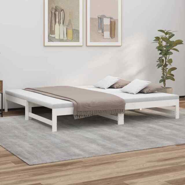 Pull-out Day Bed White 2x(100x200) Cm Solid Wood Pine Vidaxl