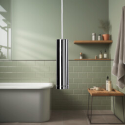 Croydex Cylindrical Chrome Bathroom Light Pull Cord Handle, 1m Long