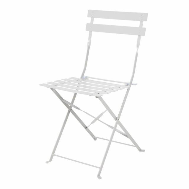 Bolero Pavement Style Folding Chairs In Grey Made Of Steel Height 44cm