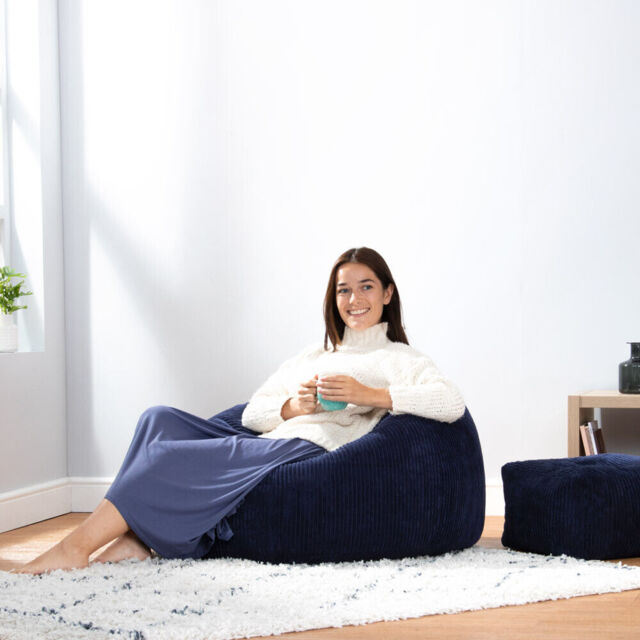 Cord Bean Bag Chair, Luxury Extra Large Classic Dome Adult Beanbag