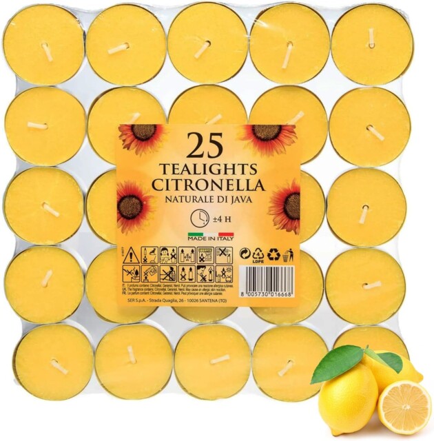 Price's Candles Citronella Scented Tealights Pack Of 25 Long Burning