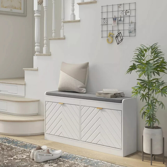 Slim Shoe Storage Bench With Seat Hallway Shoe Storage Rack Drawers