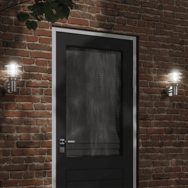Outdoor Wall Light Pair Silver Stainless Steel 15.5x15.5x28cm Ip44