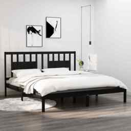 Bed Frame Black Solid Wood Pine 200x200 Cm Vidaxl