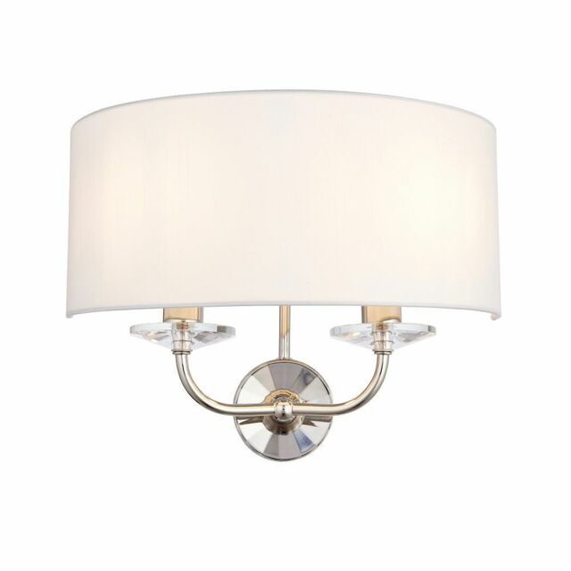 Endon Nixon 40w E14 2lt Twin Wall Light Nickel Plate Vintage White