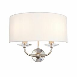 Endon Nixon 40w E14 2lt Twin Wall Light Nickel Plate Vintage White