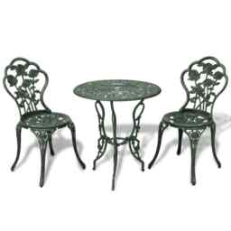 3 Piece Bistro Set Cast Aluminium Green Vidaxl