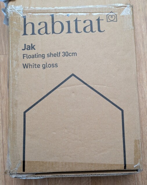 Habitat Jak 30cm Floating Shelf White Gloss Easy Fit Wall Mounted Home