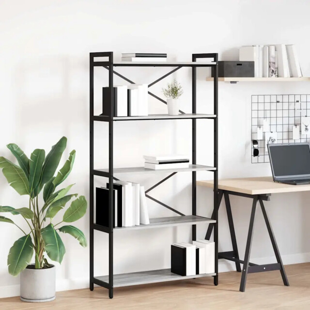 Bookcase Grey Sonoma 80 X 30 X 153 Cm Engineered Wood Vidaxl