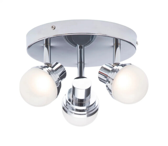 Bathroom Light Silver Milan Led 3 Spot Plate Ip44 Chrome Spa