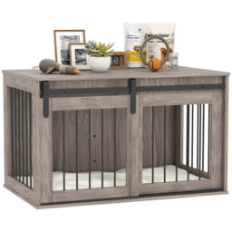Pawhut Dog Crate Furniture With Removable Cushion For Large Dogs -