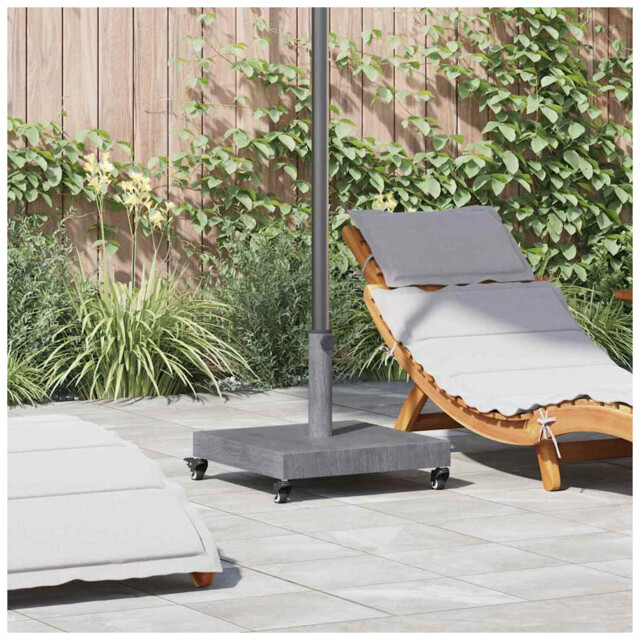 Parasol Base Dark Grey Wood Look Steel 45x45x31.5cm Square Outdoor