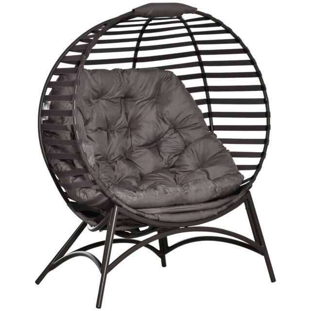 Egg Chairwith Cushion Steel Frame And Side Pocket For Indoor Outdoor