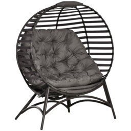 Egg Chairwith Cushion Steel Frame And Side Pocket For Indoor Outdoor