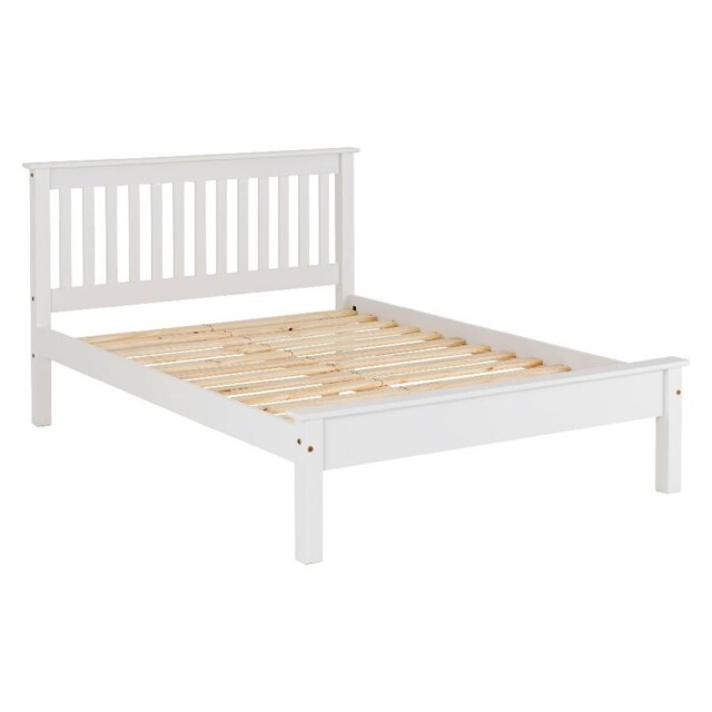 Double Bed Frame 4ft 6in Monaco White Low Foot End Wooden Bedroom