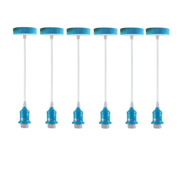 Pendant Light Blue 6 Pack Metal/pvc E27 Dimmable Adjustable 95cm Cable
