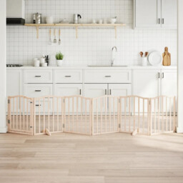 Dog Gate With Door Foldable 6 Panels 300 Cm poplar Wood Vidaxl