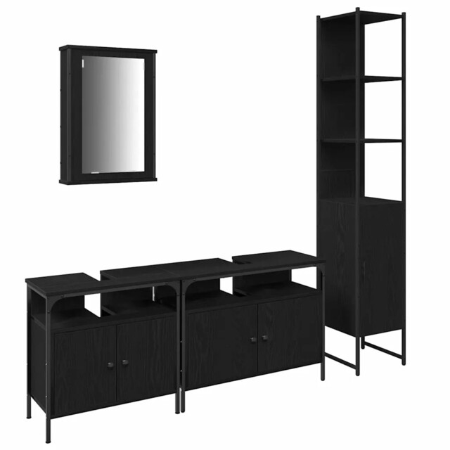 Bathroom Furniture Set 4 Piece Storage Sink Cabinet Engineered Wood