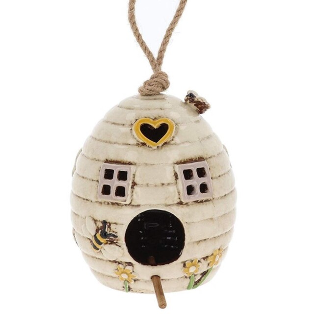 Village Pottery Beehive Cream Bird Feeder - Perfect Home & Gift Item