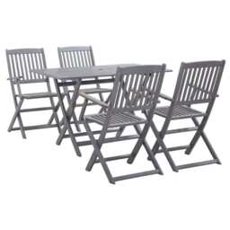 5 Piece Garden Dining Set Solid Acacia Wood Grey Vidaxl
