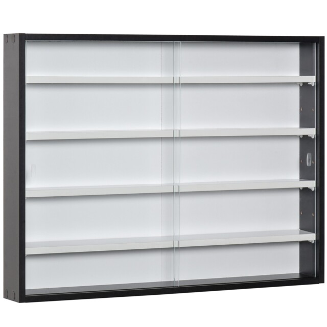 Homcom 5-tier Wall Display Shelf Unit Cabinet W/ Shelves Glass Doors