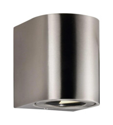 Wall Light Silver Canto 2 Led Adjustable Beam Double Outdoor Stainless