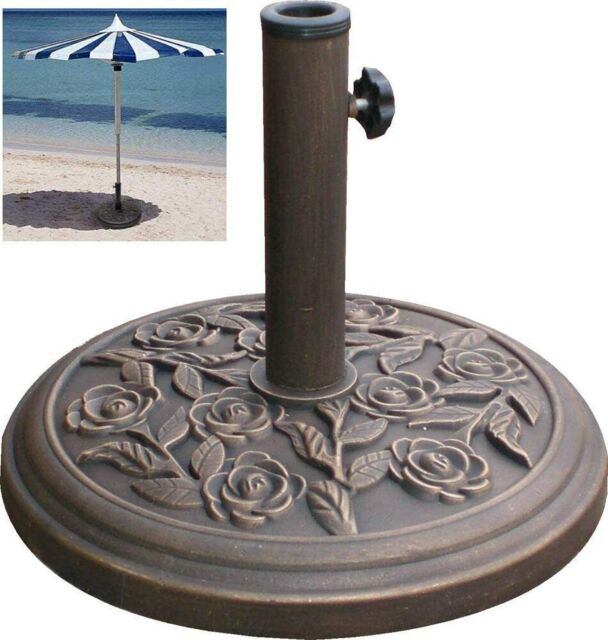 Cast Iron Effect Heavy Duty Metal Garden Banana Parasol Base Bronze
