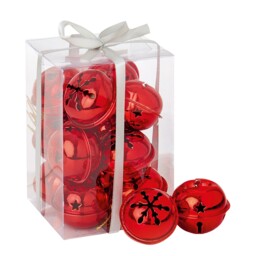 Christmas Jingle Bell Baubles Tree Decoration 12 Pack Metal 40mm