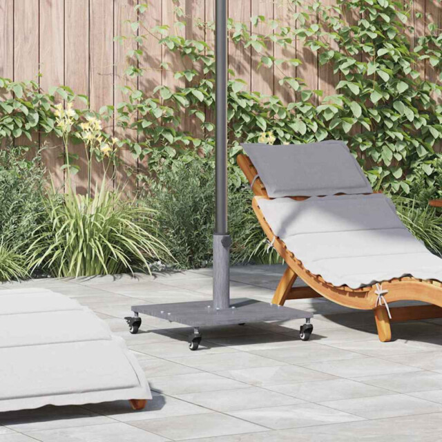 Parasol Base Dark Grey Wood Look 45x45x31.5cm Steel Square Outdoor Uv