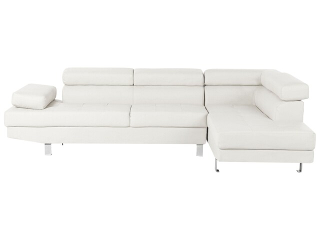 Corner Sofa Norrea White Faux Leather Left Hand
