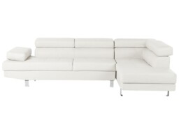 Corner Sofa Norrea White Faux Leather Left Hand