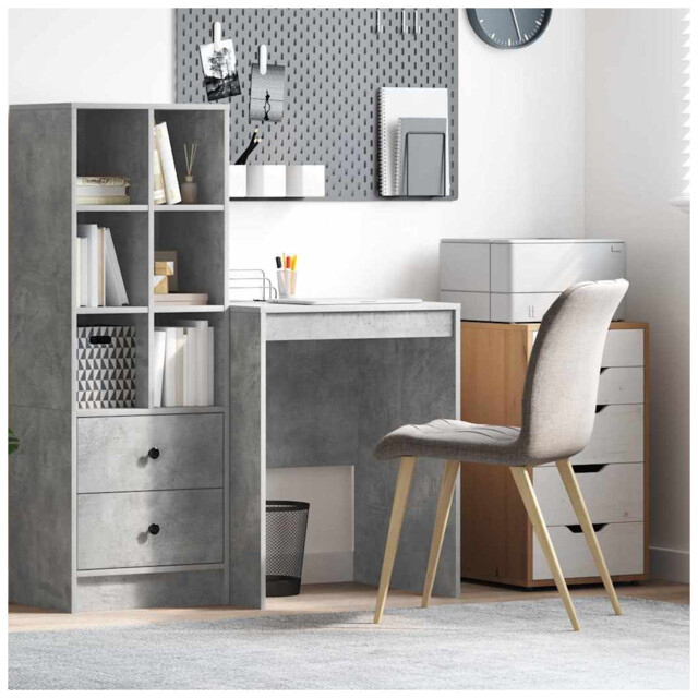 Writing Desk 60x50x76cm Concrete Grey Engineered Wood Compact Office