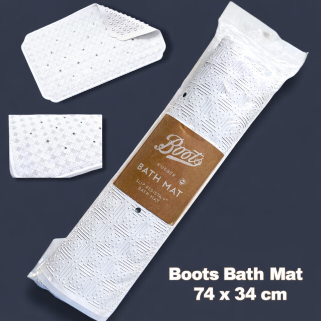 Boots Rubber Bath Mat 74 X 34cm Non Slip Anti Slip Shower Mat White