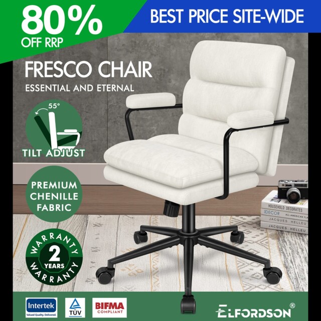 Elfordson Office Chair Dual Padded Armrest Swivel Metal Frame Computer