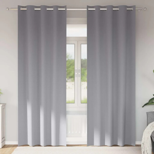 Curtains With Curtains 2 Pcs Light Grey Polyester Vidaxl