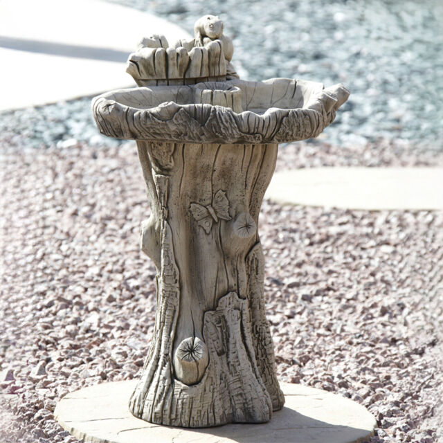 Twin Feeder Stone Garden Birdbath